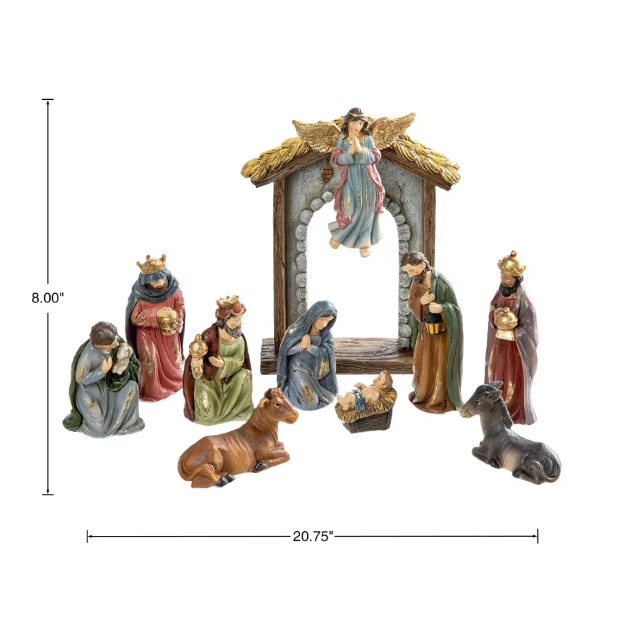 Glitzhome 11Pcs Resin Nativity Figurines Set Christmas Nativity Set Tabletop Scenes Decor, Christian - 03 Glitzhome 11Pcs Resin Nativity Figurines Set Christmas Nativity Set Tabletop Scenes Decor Christian 03