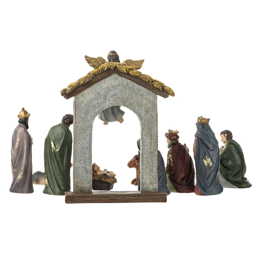 Glitzhome 11Pcs Resin Nativity Figurines Set Christmas Nativity Set Tabletop Scenes Decor, Christian - 07 Glitzhome 11Pcs Resin Nativity Figurines Set Christmas Nativity Set Tabletop Scenes Decor Christian 07