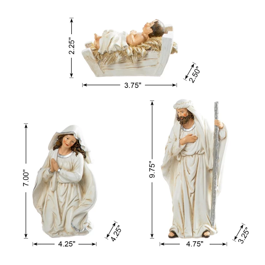 Glitzhome Set of 12 Nativity Figurine Sets for Christmas Indoor Decorations White Nativity Tabletop - 03 Glitzhome Set of 12 Nativity Figurine Sets for Christmas Indoor Decorations White Nativity Tabletop 03