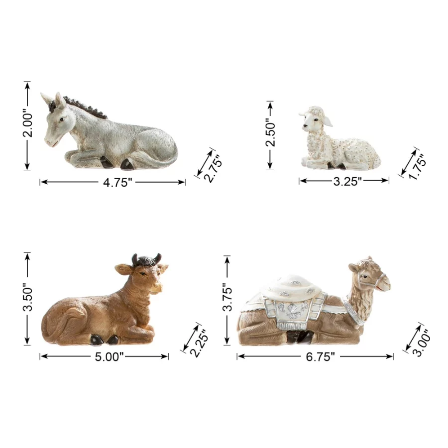 Glitzhome Set of 12 Nativity Figurine Sets for Christmas Indoor Decorations White Nativity Tabletop - 04 Glitzhome Set of 12 Nativity Figurine Sets for Christmas Indoor Decorations White Nativity Tabletop 04