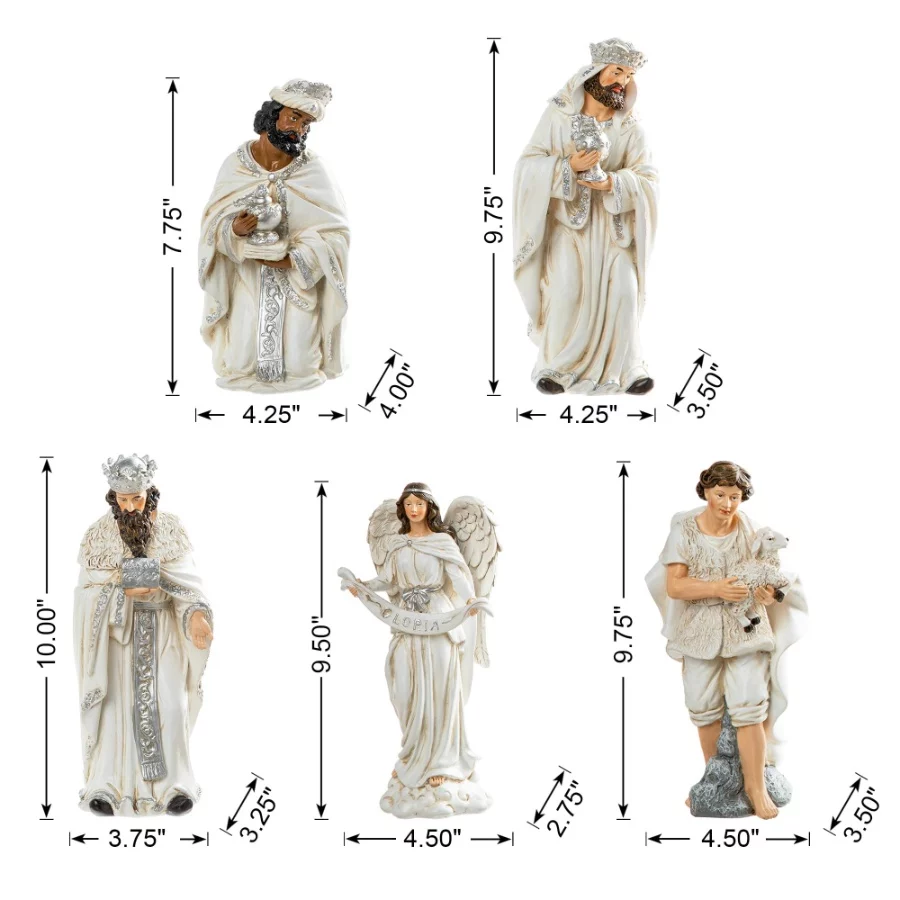 Glitzhome Set of 12 Nativity Figurine Sets for Christmas Indoor Decorations White Nativity Tabletop - 05 Glitzhome Set of 12 Nativity Figurine Sets for Christmas Indoor Decorations White Nativity Tabletop 05