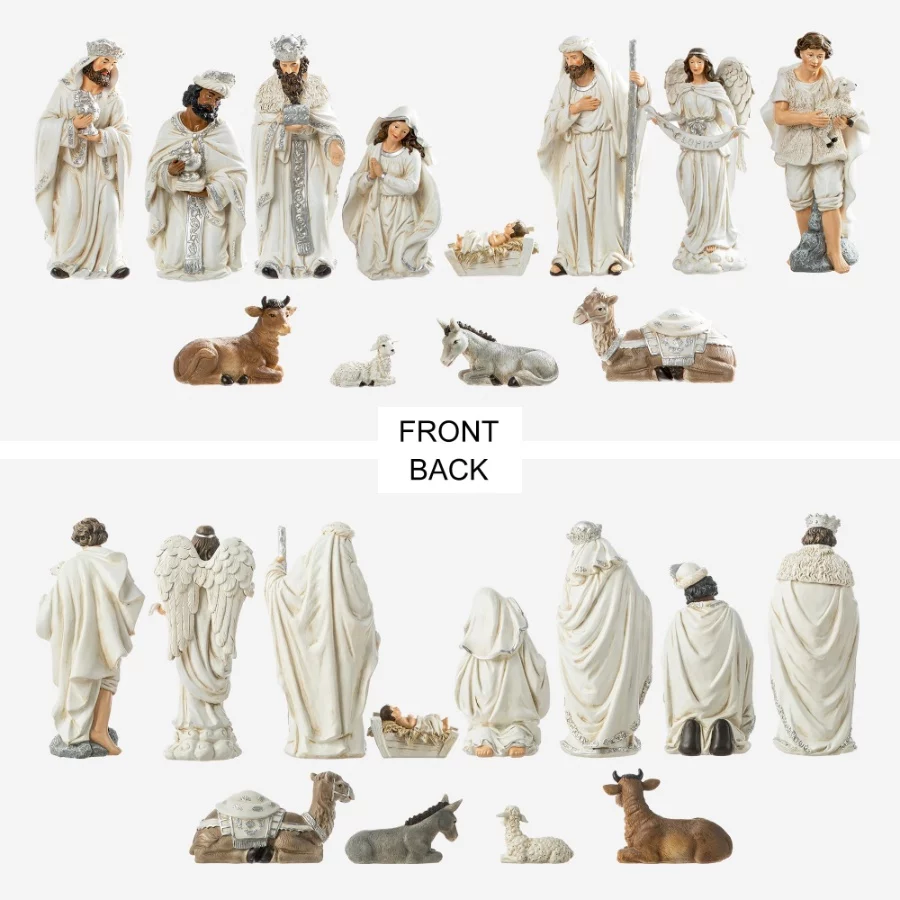 Glitzhome Set of 12 Nativity Figurine Sets for Christmas Indoor Decorations White Nativity Tabletop - 07 Glitzhome Set of 12 Nativity Figurine Sets for Christmas Indoor Decorations White Nativity Tabletop 07