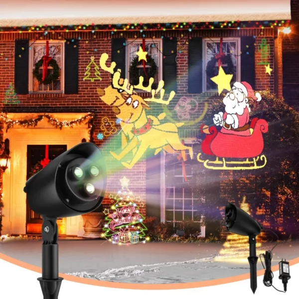 Goplus LED Santa Sleigh Christmas Projector Lights Outdoor, 65 Adjustable Waterproof Landscape Lighting for Xmas Party Garden Yard Decor