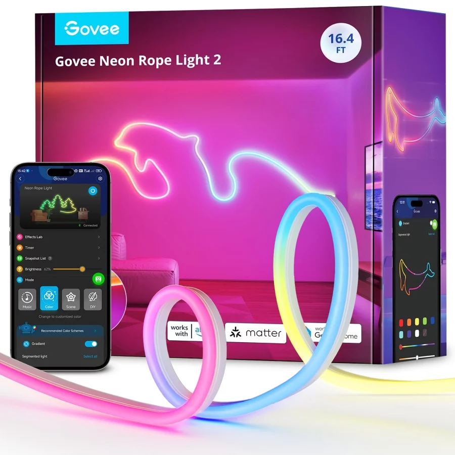 Govee RGBIC Neon Lights, LED Smart Neon Rope Light 2 Works with Matter, Alexa, Google Assistant, Cus - 07 Govee RGBIC Neon Lights LED Smart Neon Rope Light 2 Works with Matter Alexa Google Assistant Cus 07