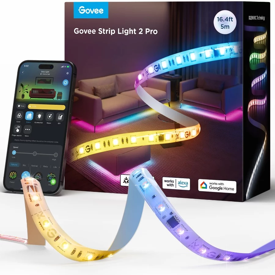 Govee RGBIC Strip Light 2 Pro with Matter, 16.4ft Smart LED Strip Lights Work with Alexa and Google - 08 Govee RGBIC Strip Light 2 Pro with Matter 16.4ft Smart LED Strip Lights Work with Alexa and Google 08