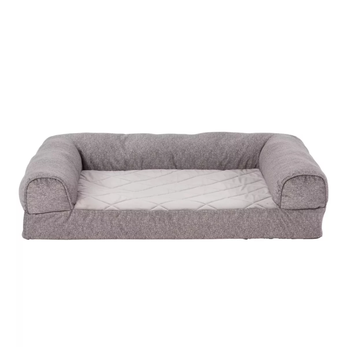 Gray Velvet Orthopedic Couch Dog Bed – Supportive Memory Foam Pet Sofa 1