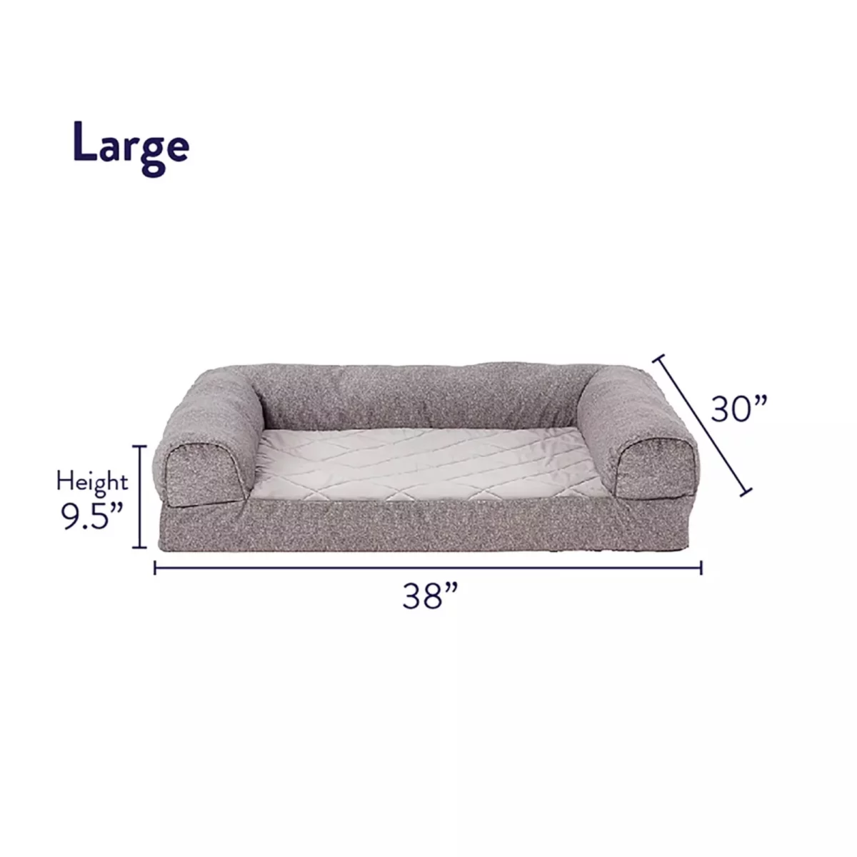 Gray Velvet Orthopedic Couch Dog Bed – Supportive Memory Foam Pet Sofa 2