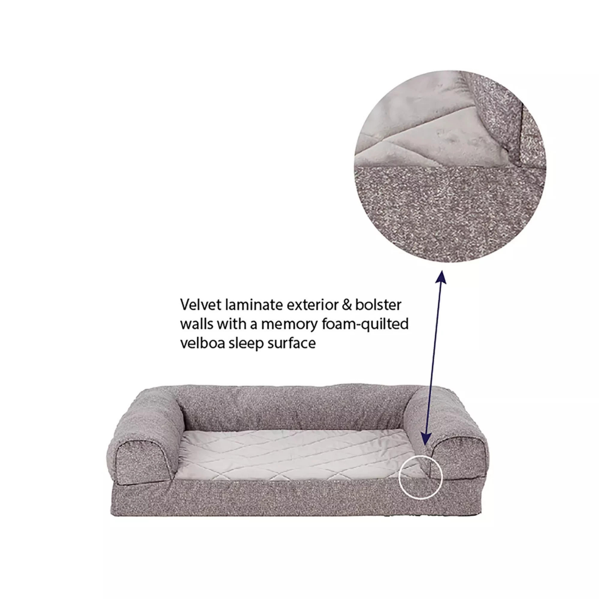 Gray Velvet Orthopedic Couch Dog Bed – Supportive Memory Foam Pet Sofa (3) Gray Velvet Orthopedic Couch Dog Bed – Supportive Memory Foam Pet Sofa 3