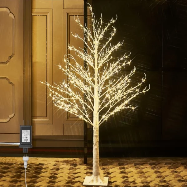 Hairui 4FT Lighted White Tree with 430 LEDs, Plug-in Artificial Twig Tree for Indoor Outdoor Christmas Holiday Wedding Room Decorations