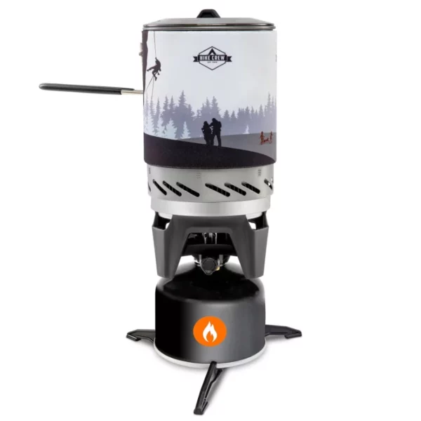 HikeCrew Portable Gas Stove & Cooking System with 1L Pot, Lightweight Compact Camp Cooktop for Hiking, Camping & Survival