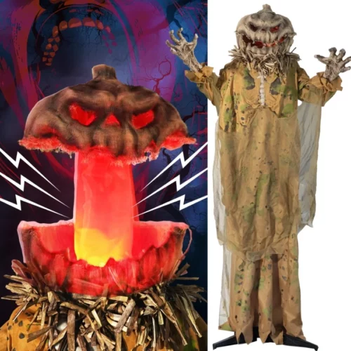 Hourleey 6FT Animatronics Halloween Decorations Outdoor Animated Pumpkin Ghost with Pop Up Head and 01