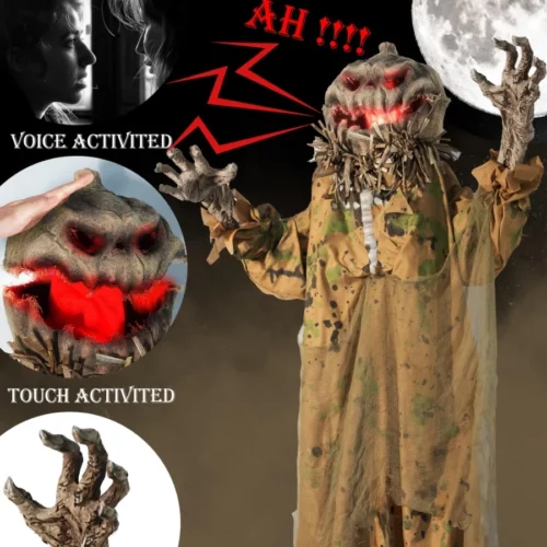 Hourleey 6FT Animatronics Halloween Decorations Outdoor Animated Pumpkin Ghost with Pop Up Head and 05