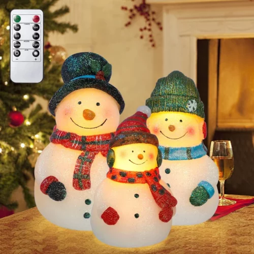 Impress Life Christmas Snowman Flameless Candles with Remote Holiday Theme LED Candles Battery Operated Real Wax Candles for Bedroom Party Winter Xmas Decor Set of 3 2