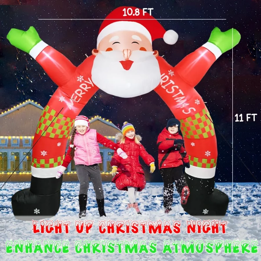 Inflatable Outdoor Christmas Decorations, 11 ft Lighted Inflatable Christmas Santa Archway with Buil - 03 Inflatable Outdoor Christmas Decorations 11 ft Lighted Inflatable Christmas Santa Archway with Buil 03