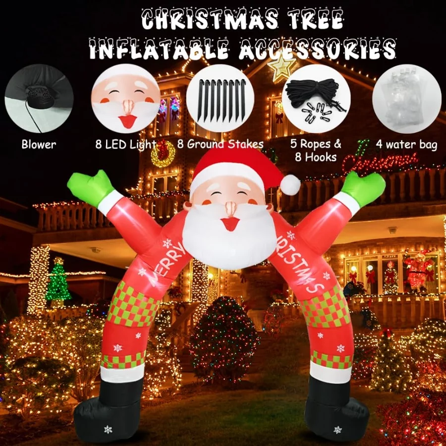 Inflatable Outdoor Christmas Decorations, 11 ft Lighted Inflatable Christmas Santa Archway with Buil - 04 Inflatable Outdoor Christmas Decorations 11 ft Lighted Inflatable Christmas Santa Archway with Buil 04