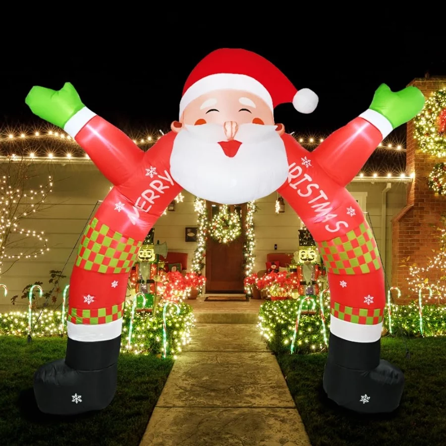 Inflatable Outdoor Christmas Decorations, 11 ft Lighted Inflatable Christmas Santa Archway with Buil - 07 Inflatable Outdoor Christmas Decorations 11 ft Lighted Inflatable Christmas Santa Archway with Buil 07