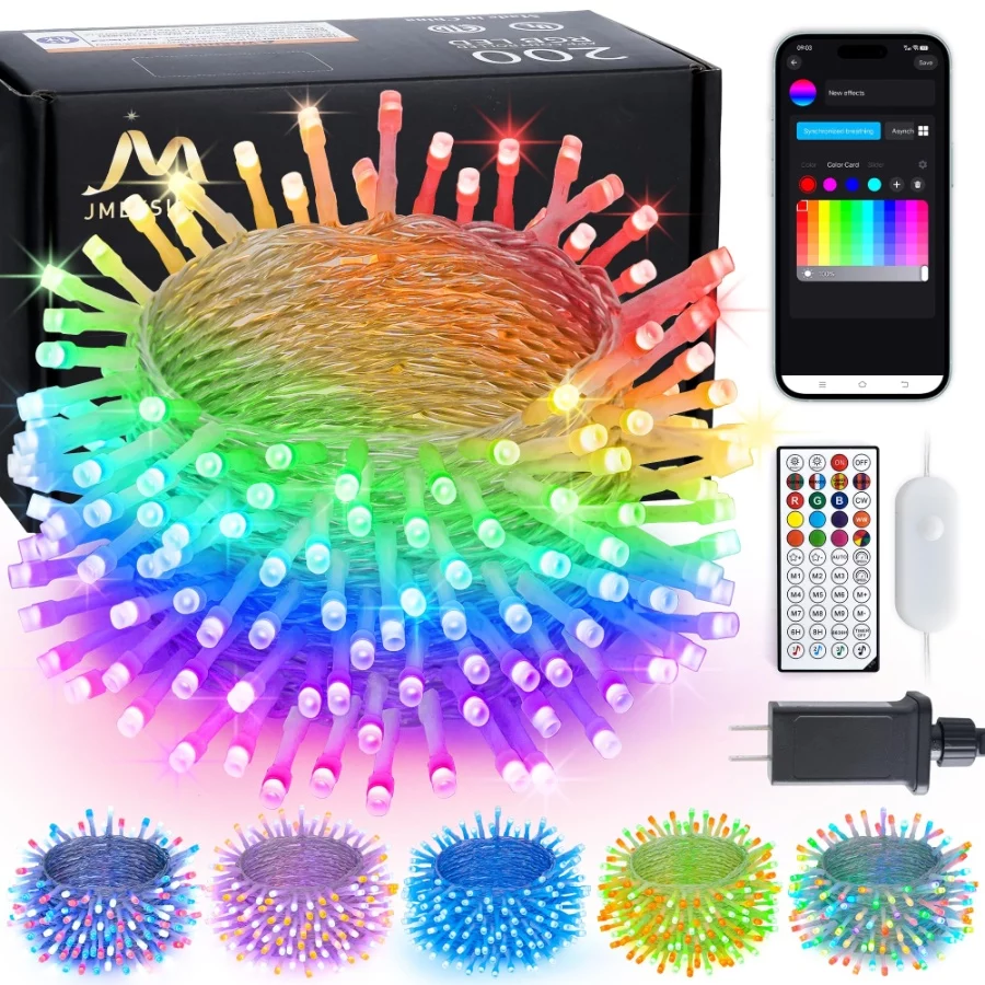 JMEXSUSS 200 LED RGB String Light Outdoor Indoor, Christmas Lights Outdoor Clear Wire Christmas Ligh - 07 JMEXSUSS 200 LED RGB String Light Outdoor Indoor Christmas Lights Outdoor Clear Wire Christmas Ligh 07