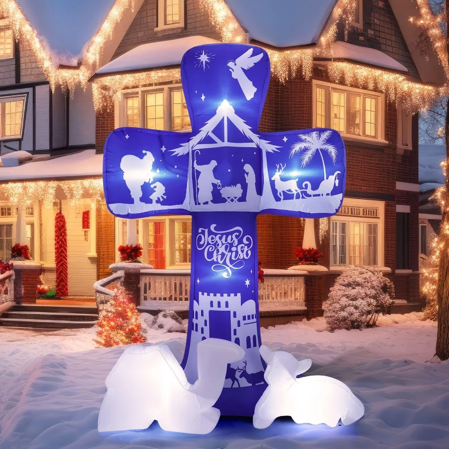 Jenaai 7 FT Christmas Inflatable Nativity Scene Outdoor Decorations Holy Night Christian Christmas C - 02 Jenaai 7 FT Christmas Inflatable Nativity Scene Outdoor Decorations Holy Night Christian Christmas C 02
