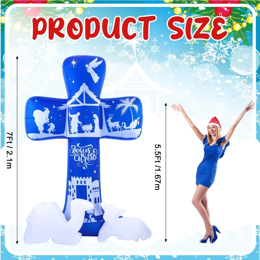 Jenaai 7 FT Christmas Inflatable Nativity Scene Outdoor Decorations Holy Night Christian Christmas C - 03 Jenaai 7 FT Christmas Inflatable Nativity Scene Outdoor Decorations Holy Night Christian Christmas C 03