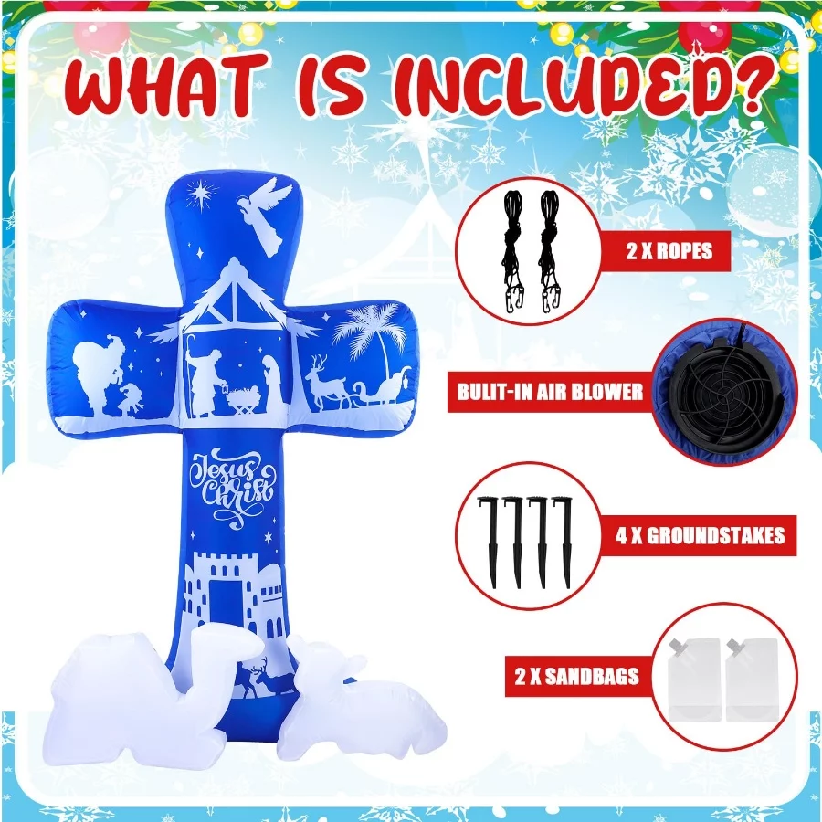 Jenaai 7 FT Christmas Inflatable Nativity Scene Outdoor Decorations Holy Night Christian Christmas C - 04 Jenaai 7 FT Christmas Inflatable Nativity Scene Outdoor Decorations Holy Night Christian Christmas C 04
