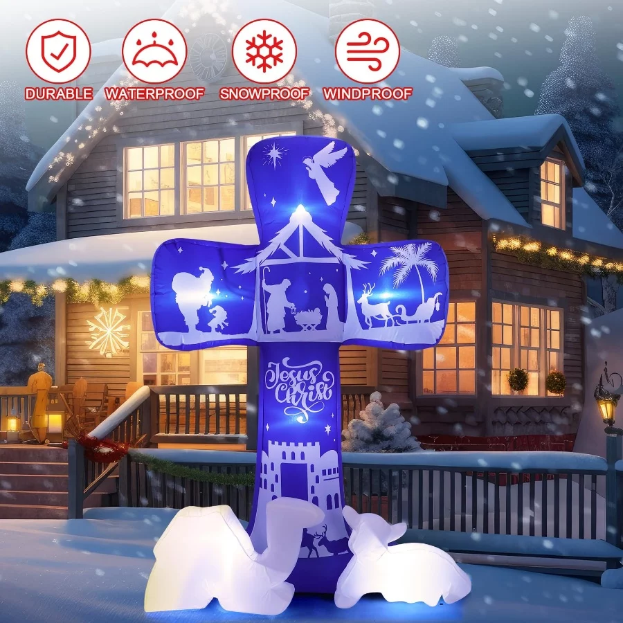 Jenaai 7 FT Christmas Inflatable Nativity Scene Outdoor Decorations Holy Night Christian Christmas C - 07 Jenaai 7 FT Christmas Inflatable Nativity Scene Outdoor Decorations Holy Night Christian Christmas C 07