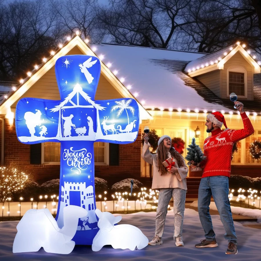 Jenaai 7 FT Christmas Inflatable Nativity Scene Outdoor Decorations Holy Night Christian Christmas C - 08 Jenaai 7 FT Christmas Inflatable Nativity Scene Outdoor Decorations Holy Night Christian Christmas C 08