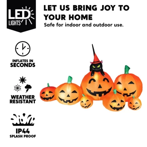 Joiedomi 7 FT Long Halloween Inflatables Pumpkin Outdoor Decorations 7 Pumpkins Outside Decoration 06 Copy