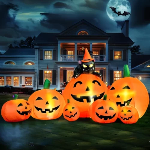 Joiedomi 7 FT Long Halloween Inflatables Pumpkin Outdoor Decorations 7 Pumpkins Outside Decoration 07 Copy