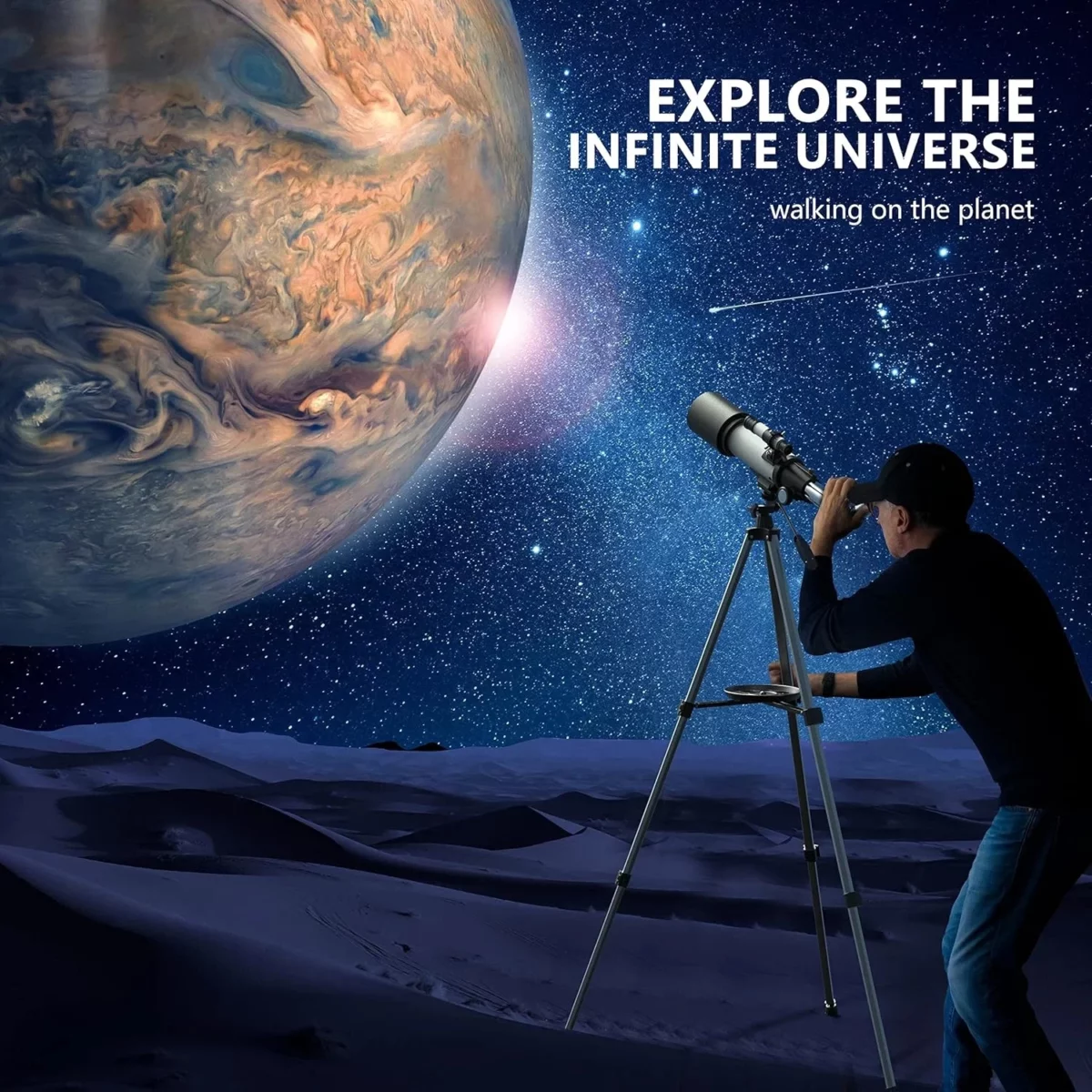 Juyafio Telescope 70mm Aperture Telescopes for Astronomy 16X 120X Magnification Telescopes for KidsAdults Portable Refractor Telescope with Adapter and Tripod 03