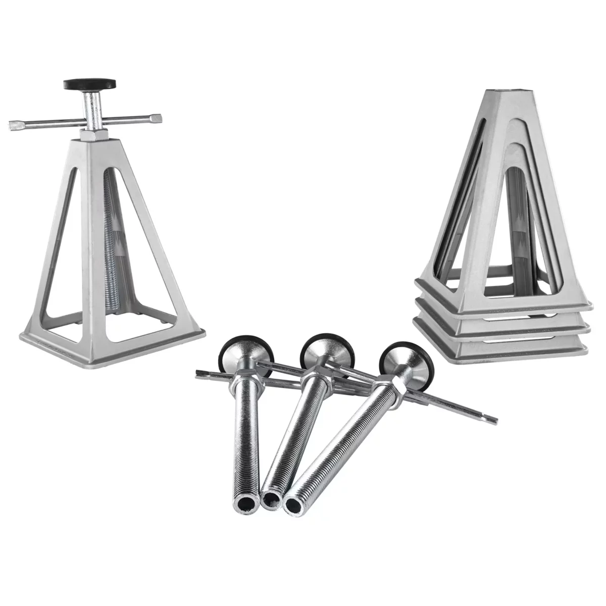 KFFKFF RV Stabilizer Jacks 4 Pack Aluminum RV Leveling Jacks RV Stack Jacks for RV Travel Trailer Camper Single Screw Jack Support up to 6000 Lbs Adjustable from 11 inch to 17 inch 01