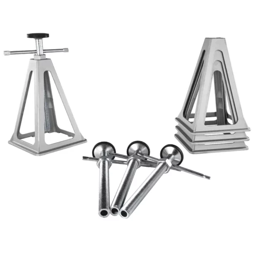 KFFKFF RV Stabilizer Jacks 4 Pack Aluminum RV Leveling Jacks RV Stack Jacks for RV Travel Trailer Camper Single Screw Jack Support up to 6000 Lbs Adjustable from 11 inch to 17 inch 01