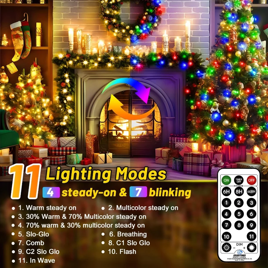 KNONEW 720 LED 337FT Christmas Lights Outdoor Clear Wire Color Changing String Lights with 11 Modes - 05 KNONEW 720 LED 337FT Christmas Lights Outdoor Clear Wire Color Changing String Lights with 11 Modes 05