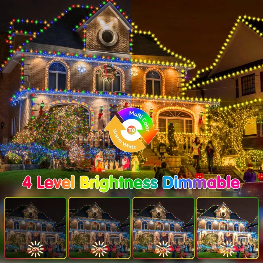 KNONEW 720 LED 337FT Christmas Lights Outdoor Clear Wire Color Changing String Lights with 11 Modes - 06 KNONEW 720 LED 337FT Christmas Lights Outdoor Clear Wire Color Changing String Lights with 11 Modes 06