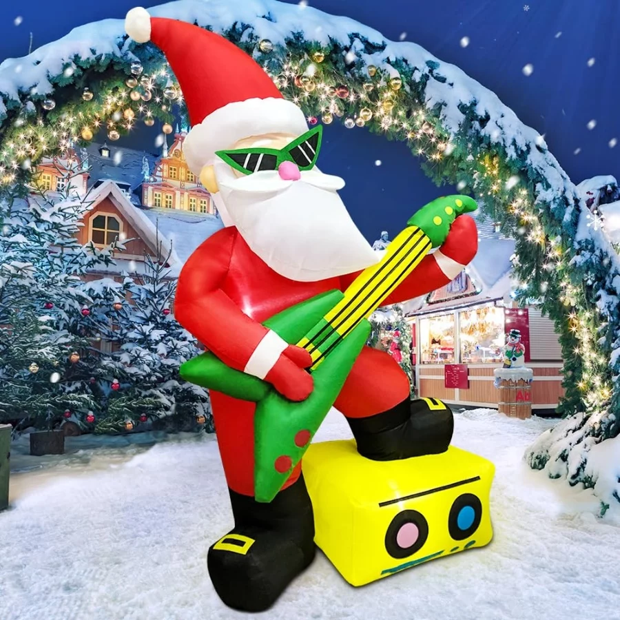 KOOY 6FT Christmas Inflatables Outdoor Decorations Santa Plays The Guitar,Blow Up Yard Decorations w - 02 KOOY 6FT Christmas Inflatables Outdoor Decorations Santa Plays The GuitarBlow Up Yard Decorations w 02