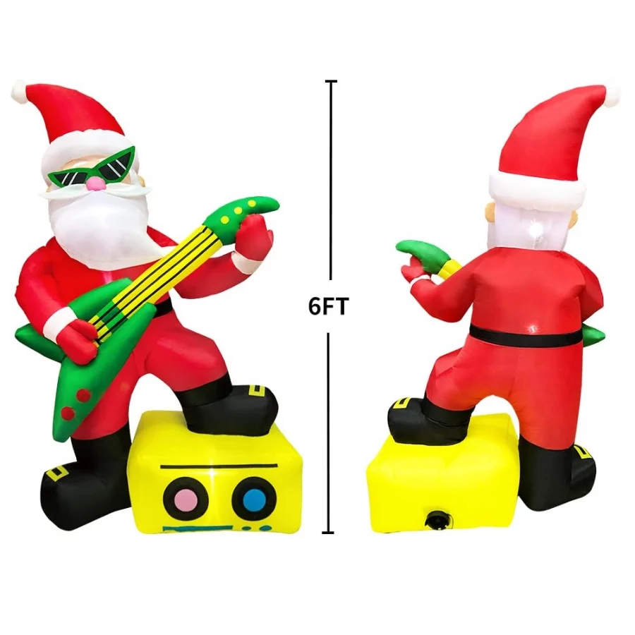 KOOY 6FT Christmas Inflatables Outdoor Decorations Santa Plays The Guitar,Blow Up Yard Decorations w - 03 KOOY 6FT Christmas Inflatables Outdoor Decorations Santa Plays The GuitarBlow Up Yard Decorations w 03