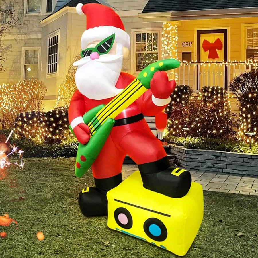 KOOY 6FT Christmas Inflatables Outdoor Decorations Santa Plays The Guitar,Blow Up Yard Decorations w - 05 KOOY 6FT Christmas Inflatables Outdoor Decorations Santa Plays The GuitarBlow Up Yard Decorations w 05