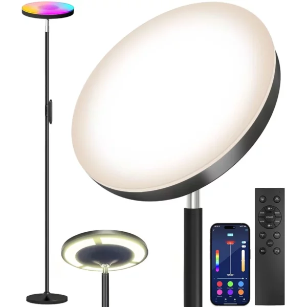 Keepsmile Smart LED Floor Lamp 36W 2600LM, Double-Sided RGB Dimmable Tall Lamp with APP & Remote for Living Room