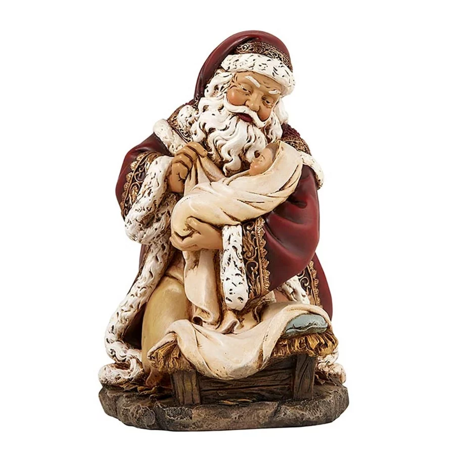 Kneeling Adoring Santa Claus Holding Infant Christ 7 Christmas Statue Figure Home Decoration - 06 Kneeling Adoring Santa Claus Holding Infant Christ 7 Christmas Statue Figure Home Decoration 06