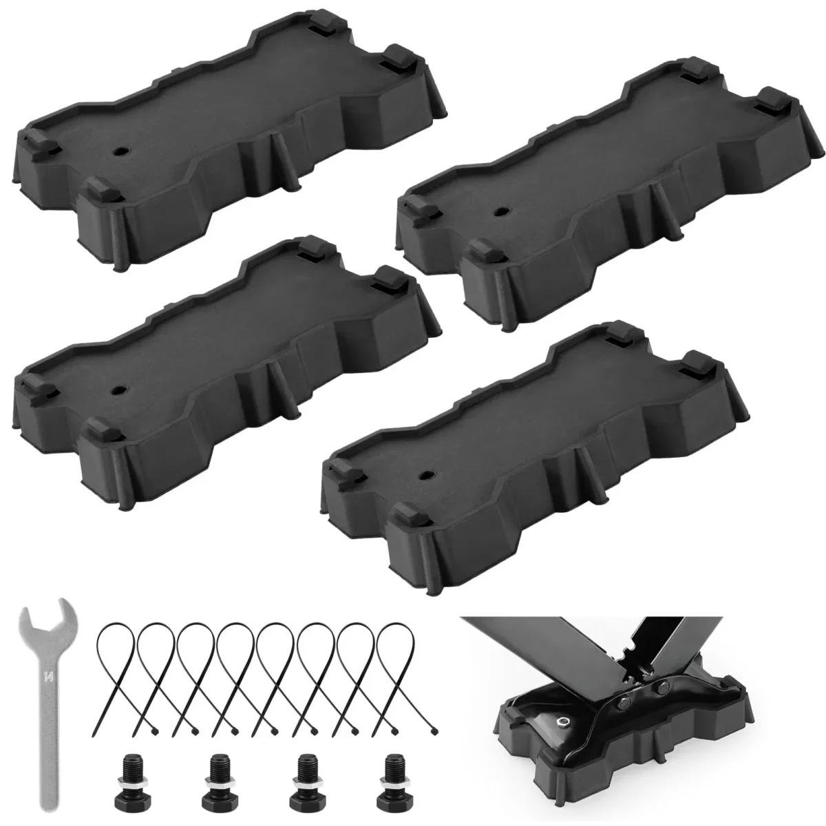 Kohree 4 Pack RV Stabilizer Jack Pads 10000 lbs Load CapacityRV Leveling Scissor Jack Block for Travel Trailer Camper 5th Wheels Fits Foot Base 8.75 9.5 x 5.5 06