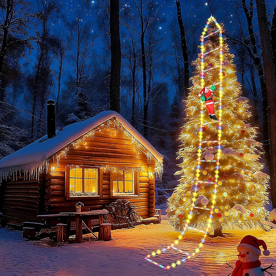 LED Christmas Ladder Lights 10ft with Climbing Santa Claus Decorations Decorative Multicolor Lights - 07 LED Christmas Ladder Lights 10ft with Climbing Santa Claus Decorations Decorative Multicolor Lights 07