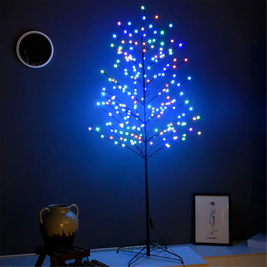 LED Tree Ball Light 6FT 208L Multi Color – Artificial Lighting Decoration for Indoor Outdoor Bedroom Home Wedding Festival Xmas Party 6