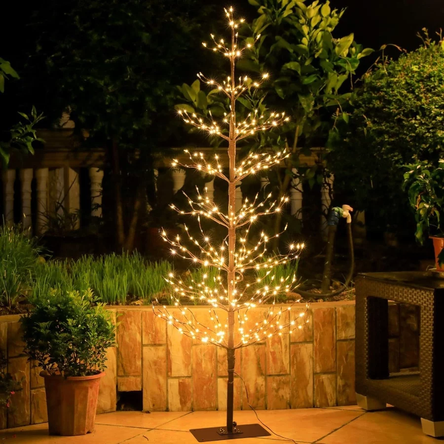 LED Tree Ball Light 6FT 208L Multi Color – Artificial Lighting Decoration for Indoor Outdoor Bedroom Home Wedding Festival Xmas Party 8