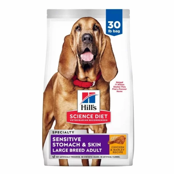 Large Breed Adult Dry Dog Food – Chicken and Barley Recipe for Sensitive Stomach and Skin, Gentle Digestion Formula