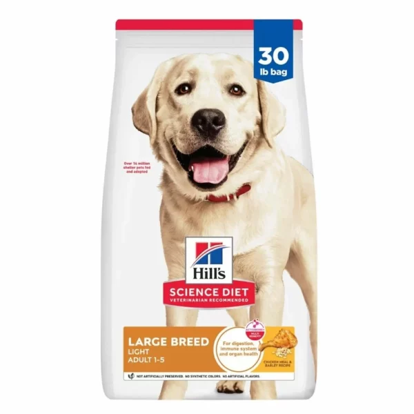 Light Large Breed Adult Dry Dog Food – Chicken and Barley Recipe for Weight Management and Muscle Support