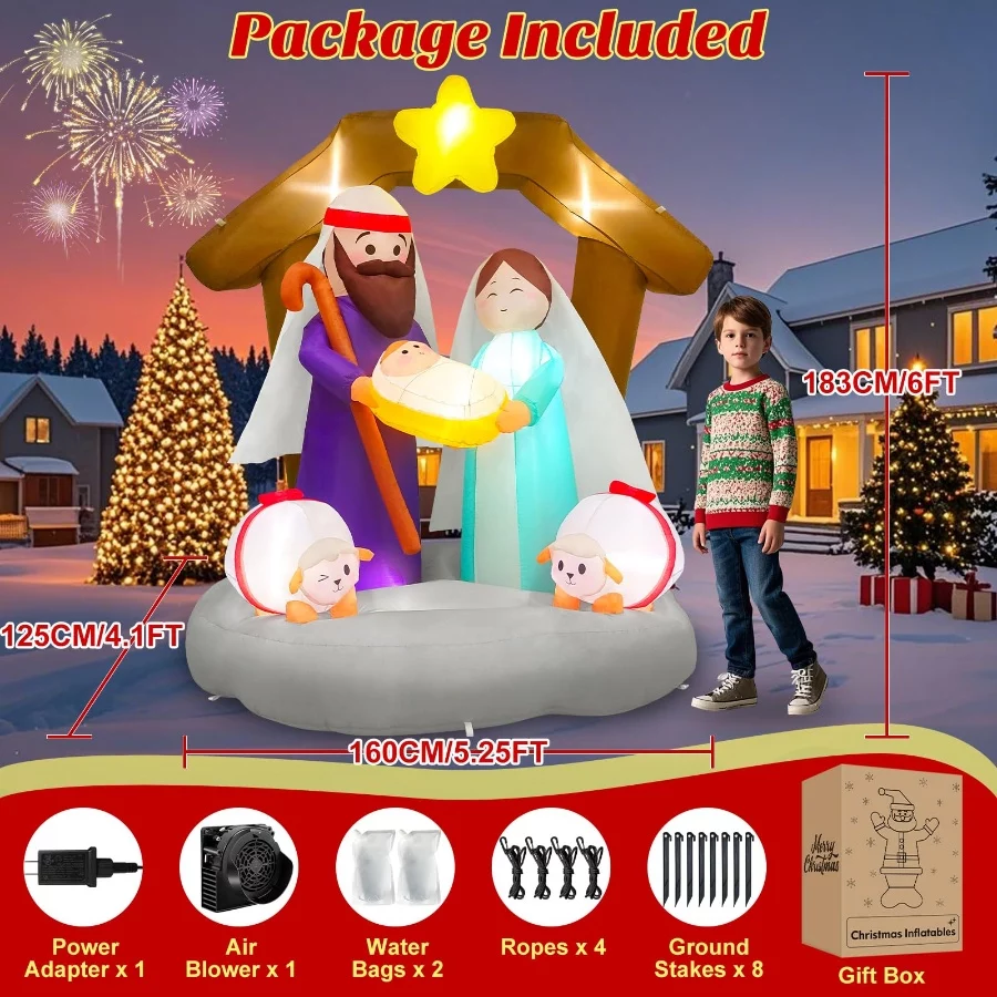 MICOCAH 6FT Tall Christmas Inflatables Nativity Scene Outdoor Decorations, Built-in LED Lights Funny - 04 MICOCAH 6FT Tall Christmas Inflatables Nativity Scene Outdoor Decorations Built in LED Lights Funny 04