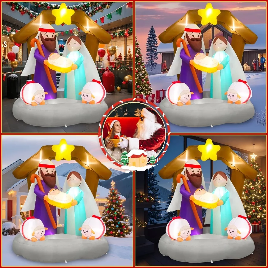 MICOCAH 6FT Tall Christmas Inflatables Nativity Scene Outdoor Decorations, Built-in LED Lights Funny - 07 - Copy MICOCAH 6FT Tall Christmas Inflatables Nativity Scene Outdoor Decorations Built in LED Lights Funny 07 Copy