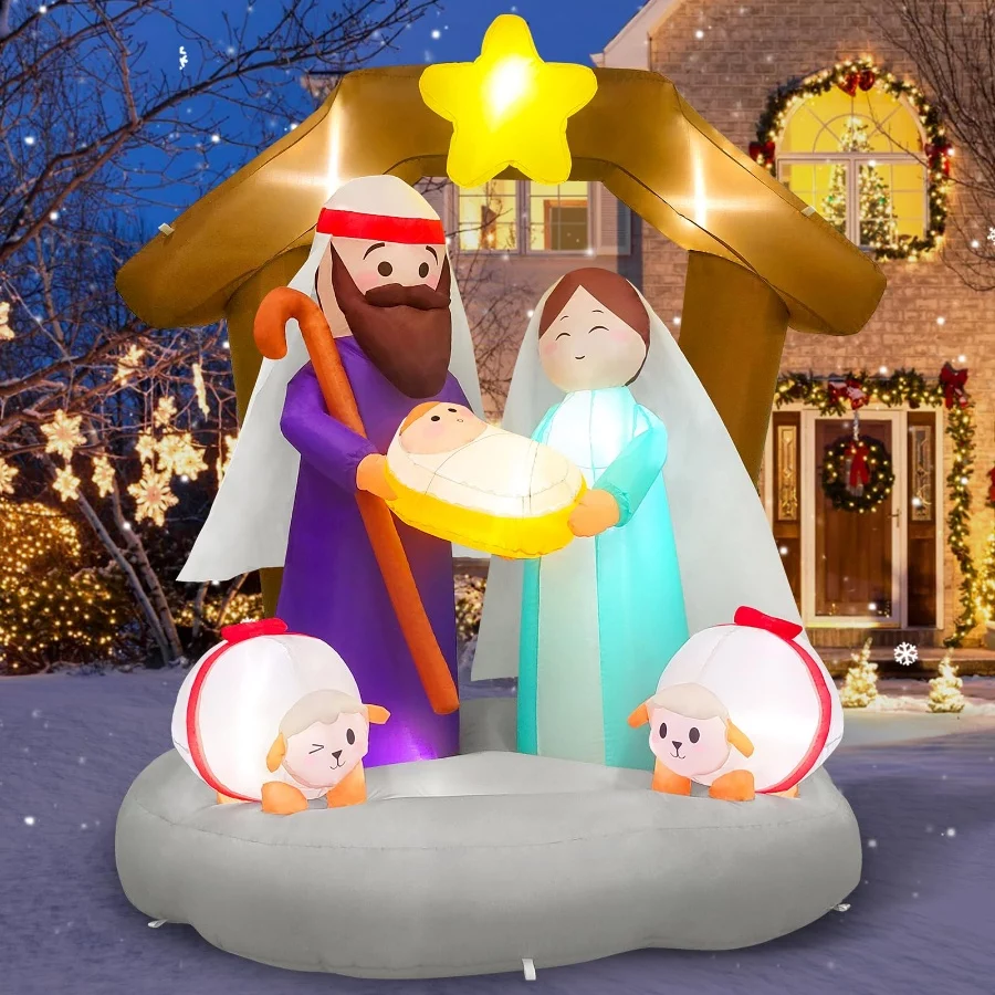 MICOCAH 6FT Tall Christmas Inflatables Nativity Scene Outdoor Decorations, Built-in LED Lights Funny - 08 MICOCAH 6FT Tall Christmas Inflatables Nativity Scene Outdoor Decorations Built in LED Lights Funny 08