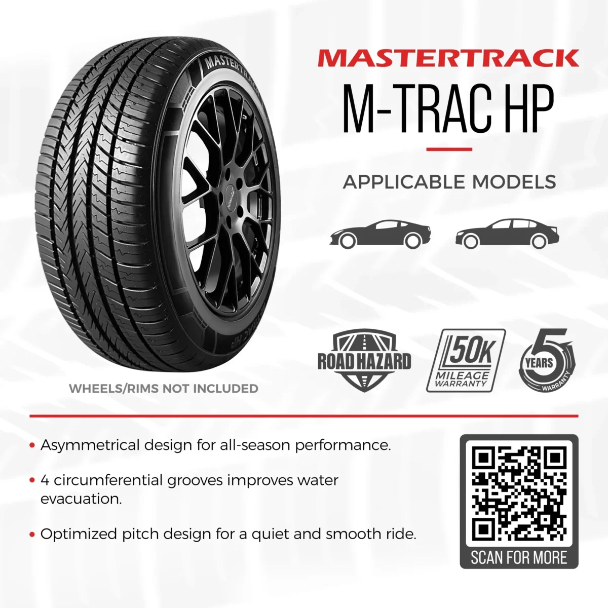 Mastertrack M TRAC HP Performance 23555R19 101V High Performance All Season Passenger Tire 2355519 Tire Only 04