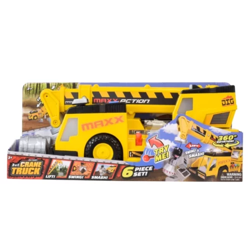 Maxx Action 3 in 1 27 Crane Truck – Realistic Construction Vehicle for Kids with Lights Sounds Motorized Driving Action 1