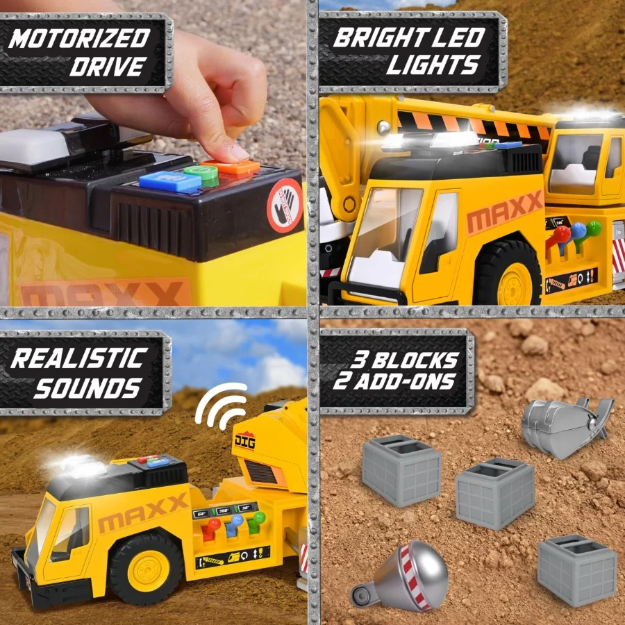 Maxx Action 3-in-1 27 Crane Truck – Realistic Construction Vehicle for Kids with Lights, Sounds & Motorized Driving Action (5) Maxx Action 3 in 1 27 Crane Truck – Realistic Construction Vehicle for Kids with Lights Sounds Motorized Driving Action 5